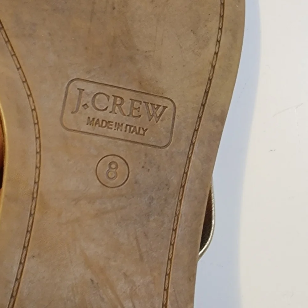 J CREW Golden  leather Thong Sandals size 8